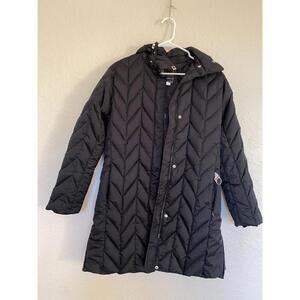 Metropolis Aerial Jacket Womens Medium Quilted Puffer Down Feather Long Hoodie